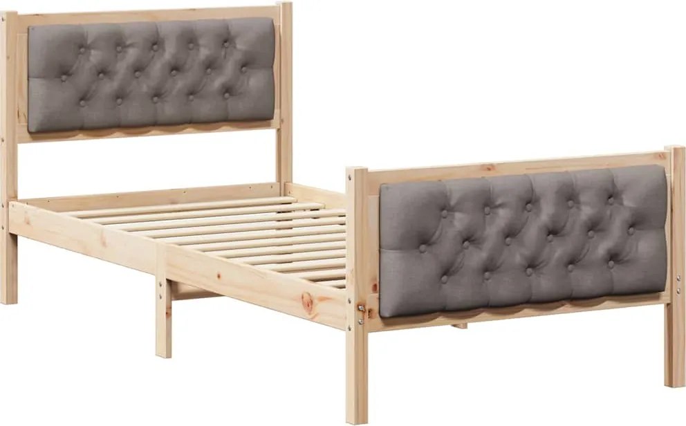 vidaXL Ágykeret fejtámlával Tópszínű 90 x 190 cm Tömör fenyőfa