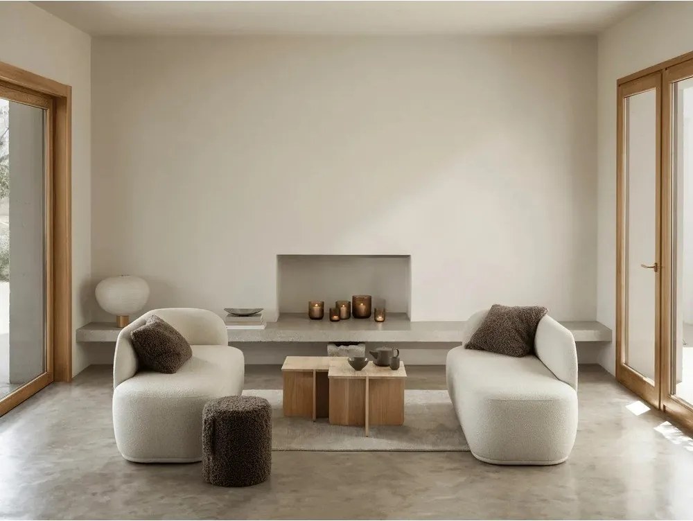 Fehér-natúr színű asztali lámpa papír búrával (magasság 45 cm) Kami – Blomus