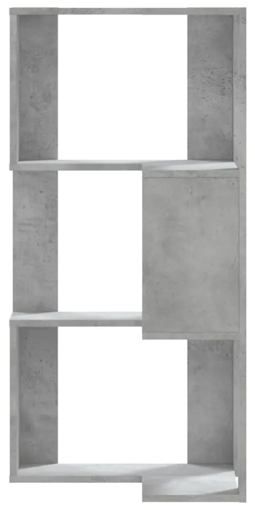 3 szintes betonszürke szerelt fa sarok könyvespolc 50x50x102 cm