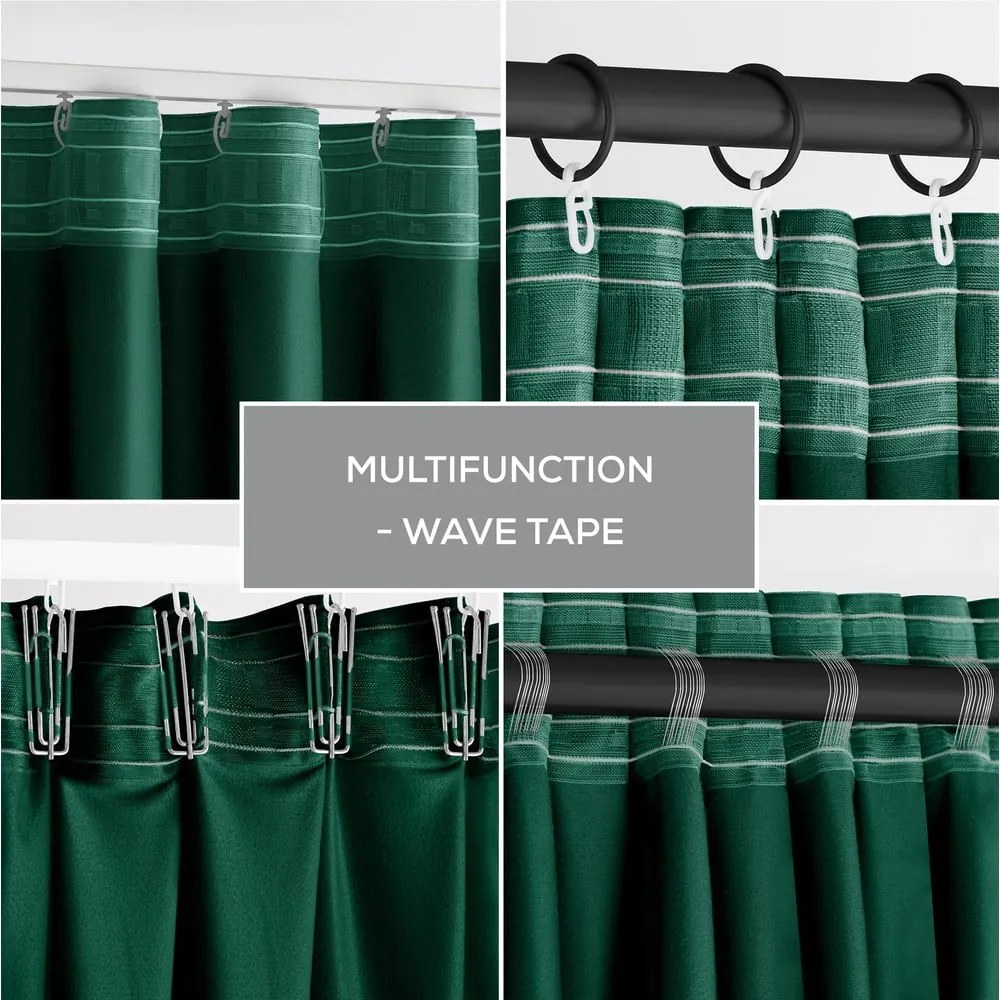 Sötétzöld bársony dimout (részleges sötétítő) függöny 140x270 cm Pleat – Restilo
