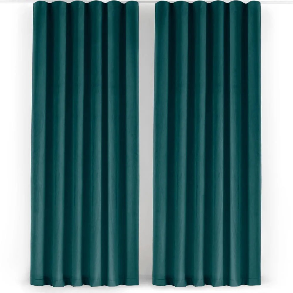 Petróleumkék bársony dimout (részleges sötétítő) függöny 265x250 cm Velto – Filumi