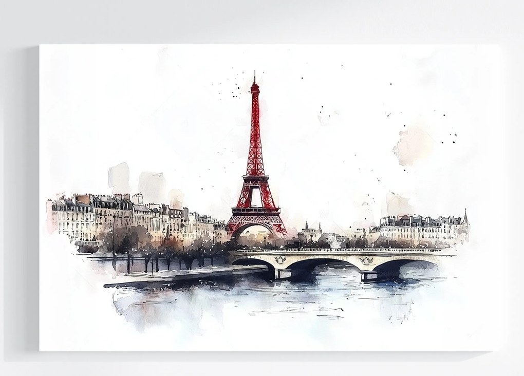 Vászonkép Canvas Párizs Eiffel-torony Franciaország Akvarell Vintage 120x80