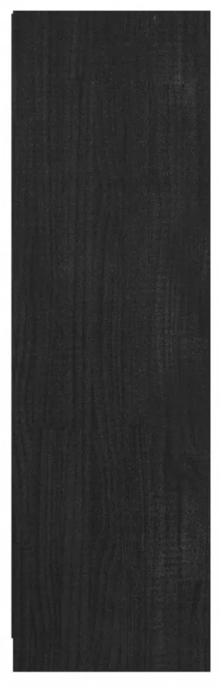 fekete tömör fenyőfa könyvszekrény/térelválasztó 36x33x110 cm