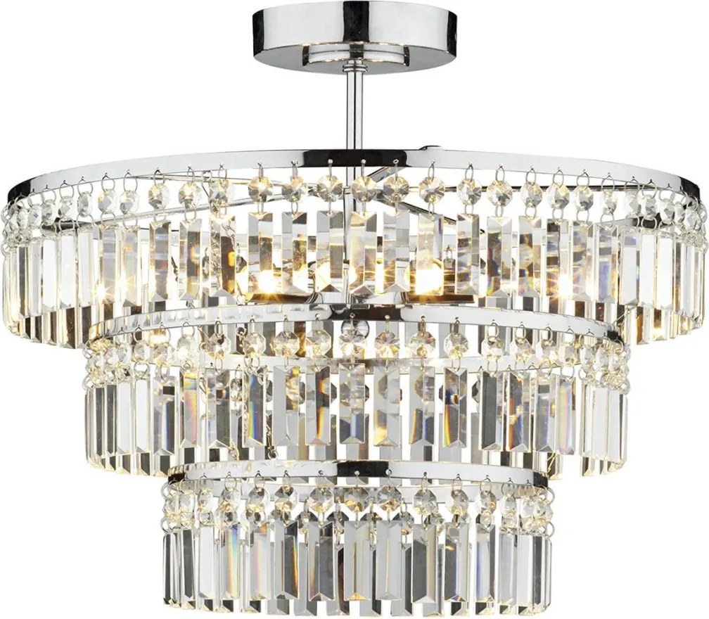 DAR LIGHTING ROW5450 ROWENNE Kristály Mennyezeti Lámpa Csiszolt Króm G9 IP20