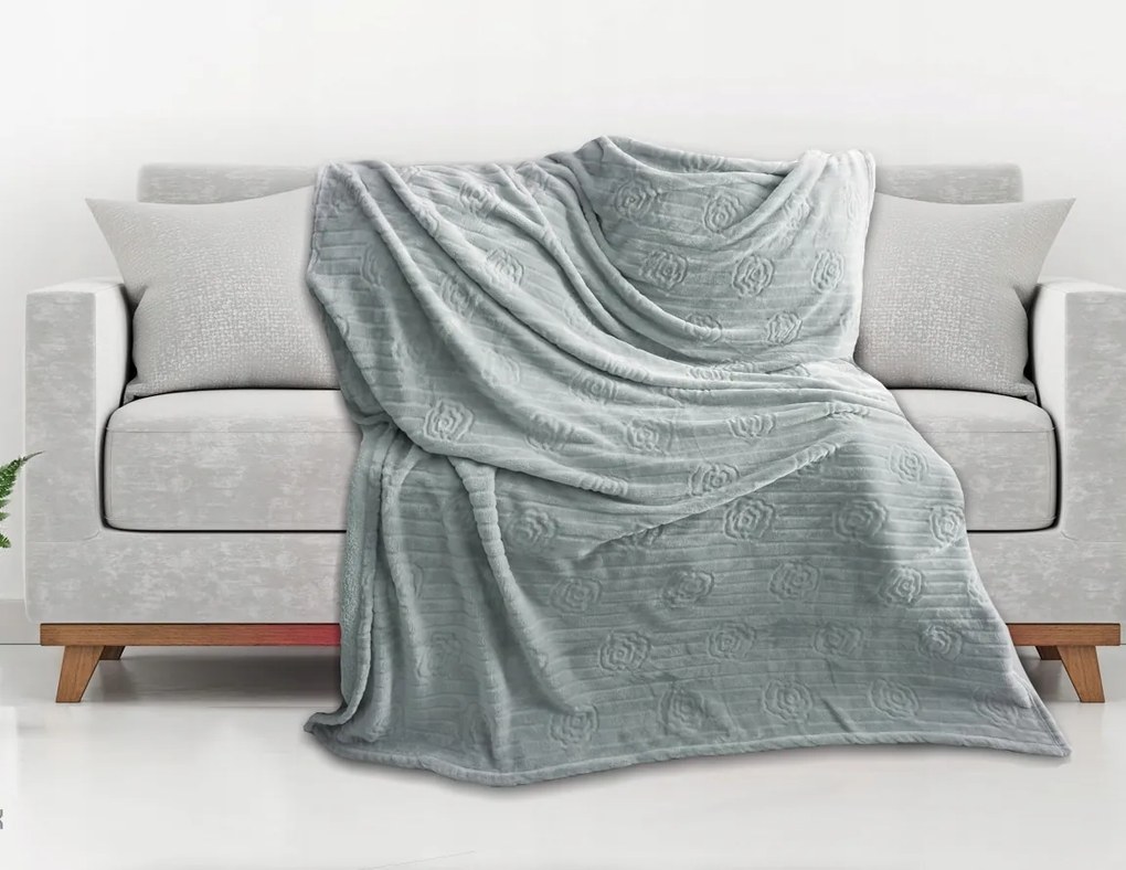 Mikroszálas ágytakaró 150x200 szürke virágos Premium Soft