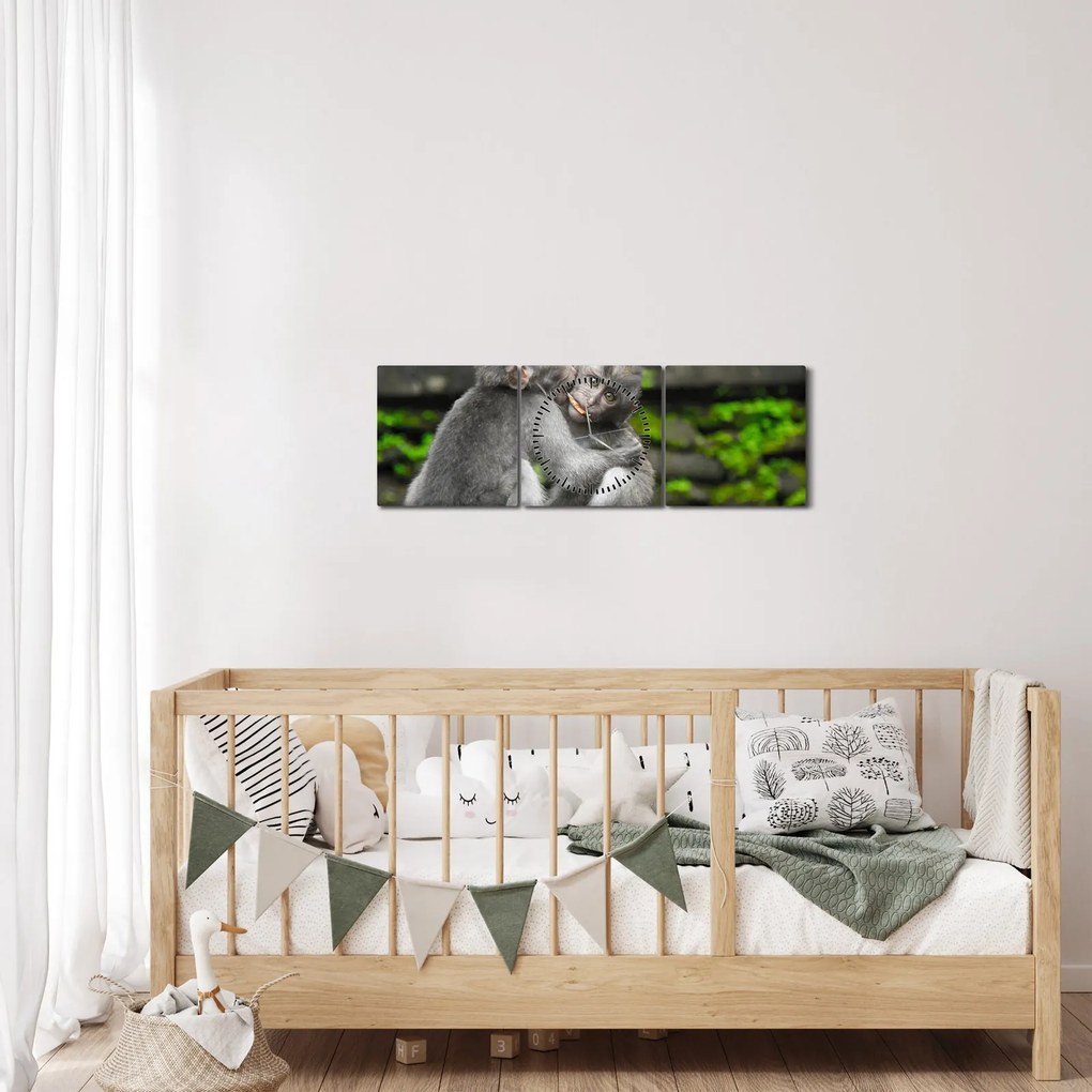 Kép - majmok (órával) (90x30 cm)