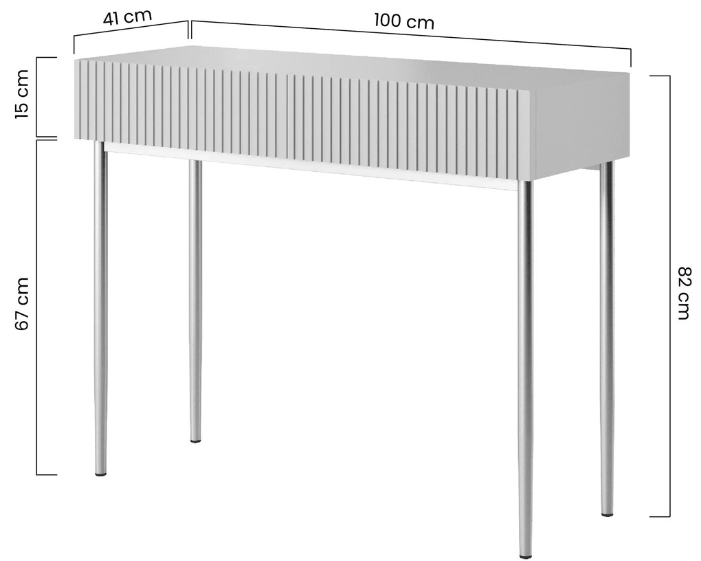 Nicole konzol / fésülködőasztal 100 cm fiókokkal - kasmír / fekete lábak