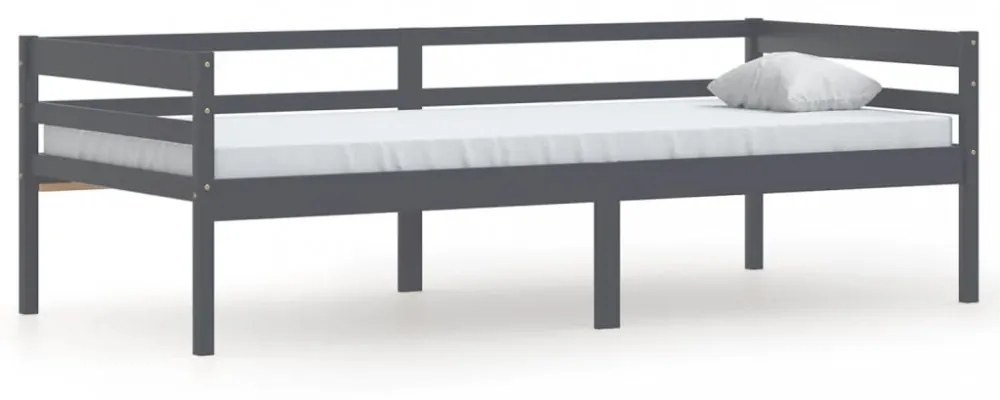 sötétszürke tömör fenyőfa ágykeret 90 x 200 cm