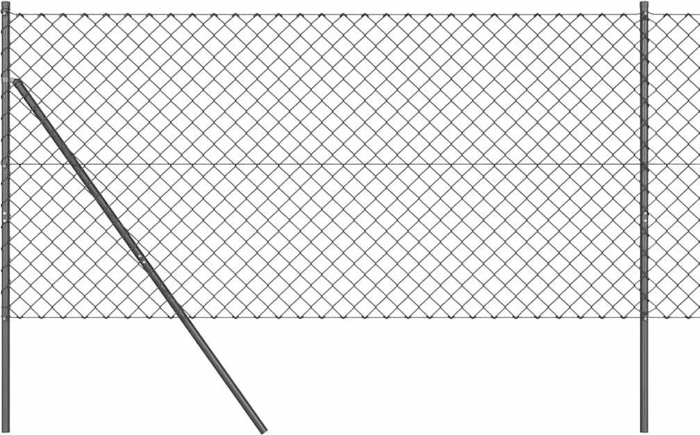vidaXL Kerítésoszlop Szürke 10 x 1,4 m (60 x 60 mm háló) Acél és PVC