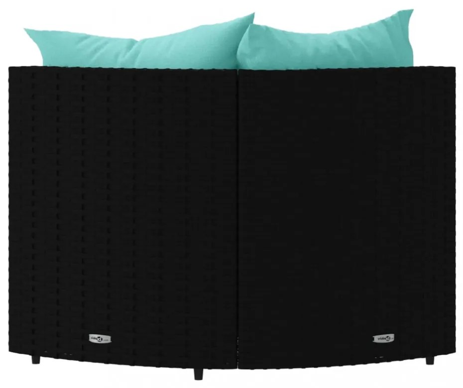 vidaXL 2 db fekete polyrattan kerti sarokkanapé párnákkal