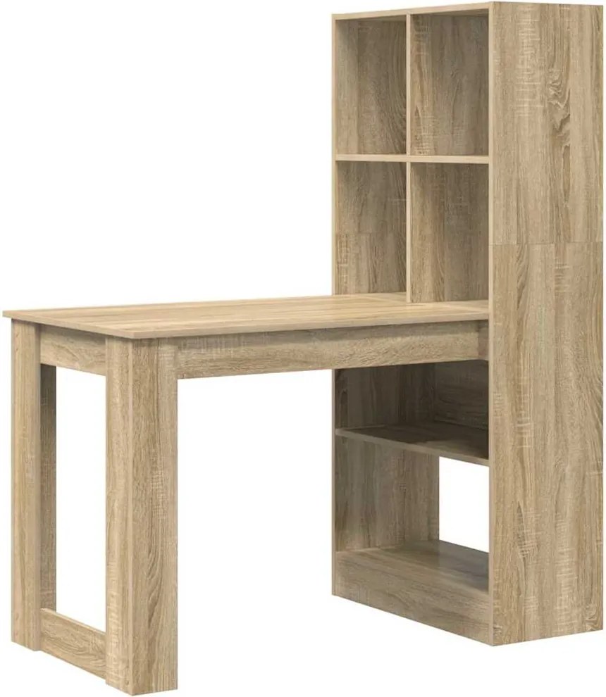 vidaXL Asztal polcokkal Sonoma tölgy 122 x 67 x 145 cm Faanyag