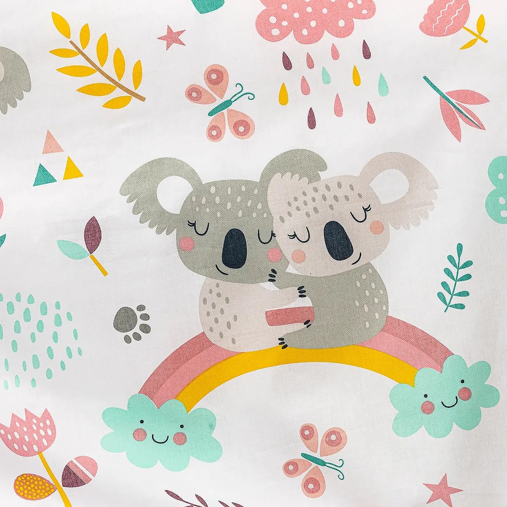 4Home gyermek pamut ágyneműhuzat kiságyba Koala rainbow, 100 x 135 cm, 40 x 60 cm