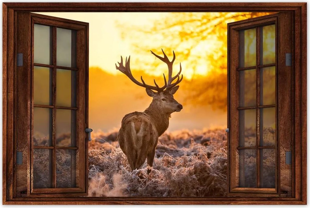 Poszter 60x40 Szarvas napfelkeltekor