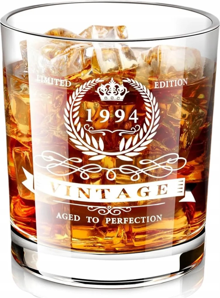 Whiskys pohár fa dobozban 350ml Születésnapi Ajándék 1994