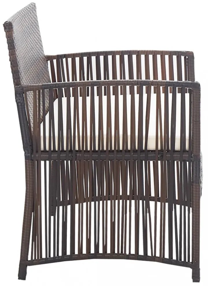 4-részes barna kerti polyrattan bútorszett párnákkal
