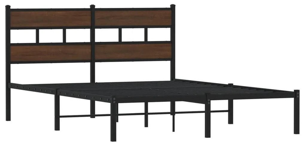 barna tölgy színű fejtámlás ágykeret matrac nélkül 140 x 190 cm