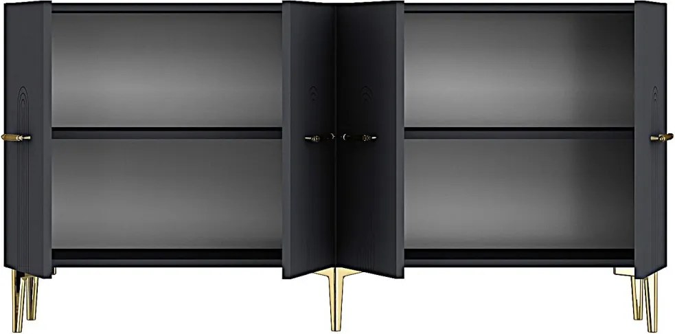 Ida komód, antracit-arany, 150 cm