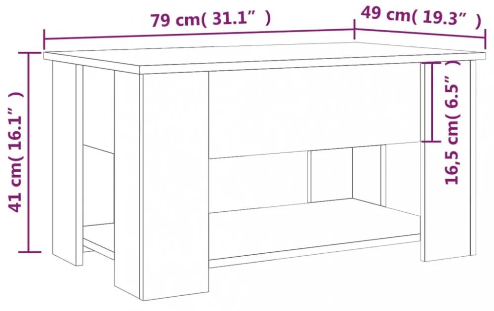 betonszürke szerelt fa dohányzóasztal 79x49x41 cm