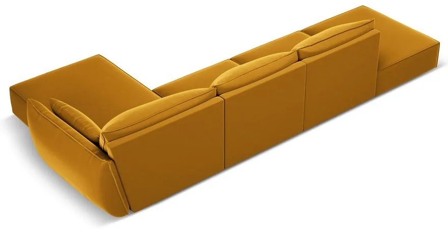 Mustársárga bársony sarokkanapé (jobb oldali-heverő résszel) Vanda – Mazzini Sofas