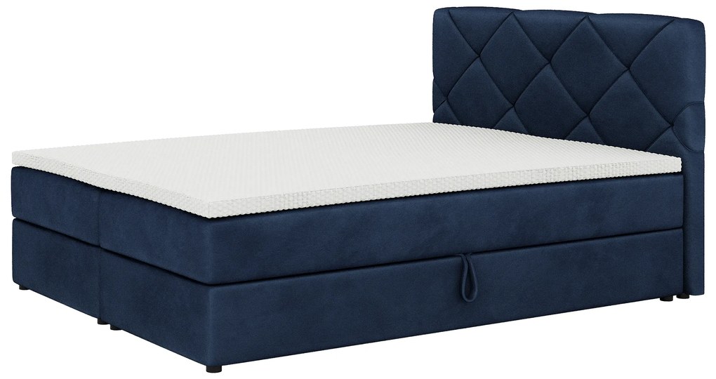 Franciaágy Boxspring 180x200 cm Karum Comfort (sötétkék) (ágyráccsal és matraccal). 1056038