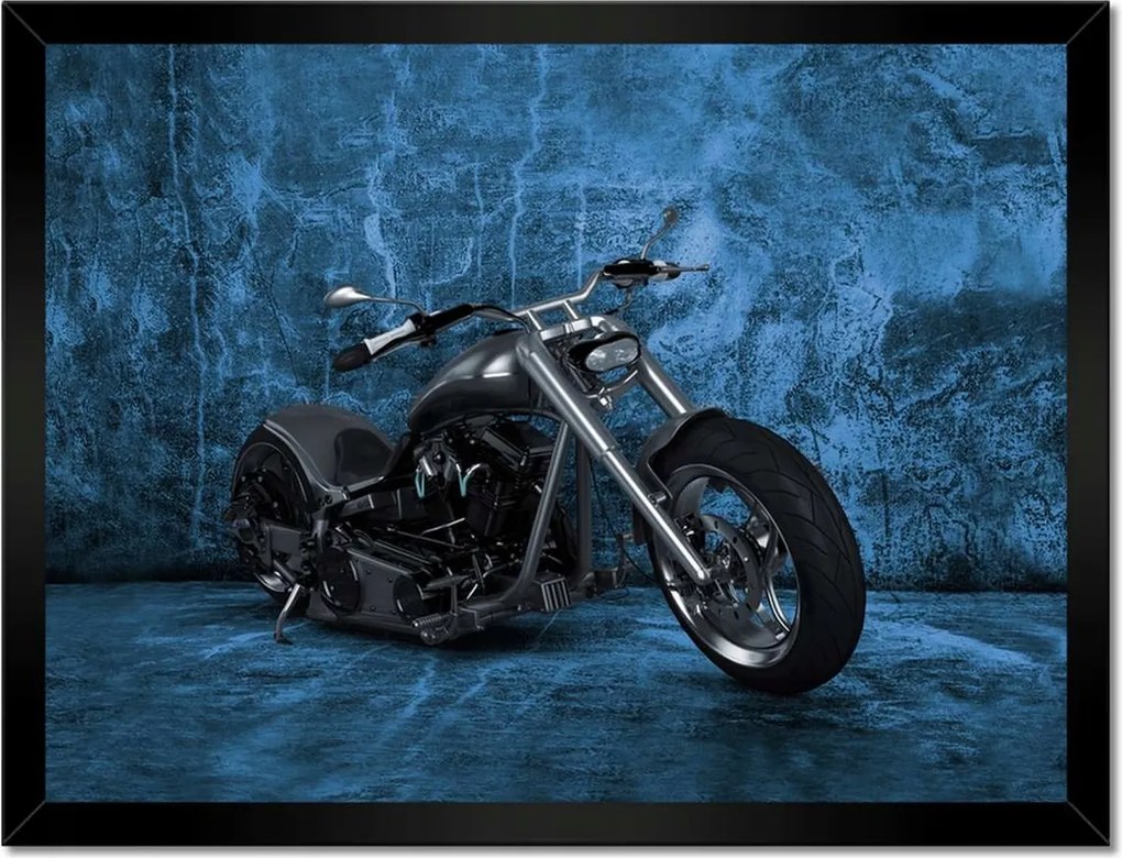 Poszterek keretben 40x30 Kék fal Motorkerékpár