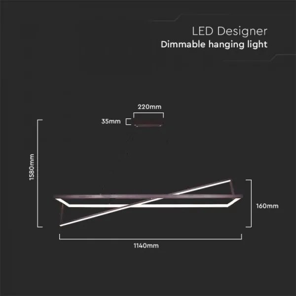 LED Dimmelhető csillár zsinóron LED/45W/230V 3000K 114 cm fekete