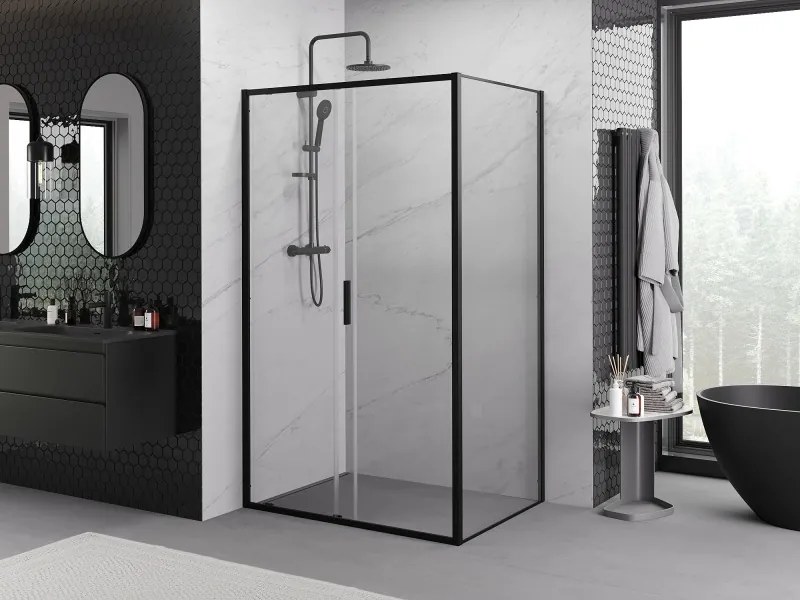 Mexen Exo toló zuhanykabin 120 x 90 cm, átlátszó, fekete - 8151-120-090-70-00