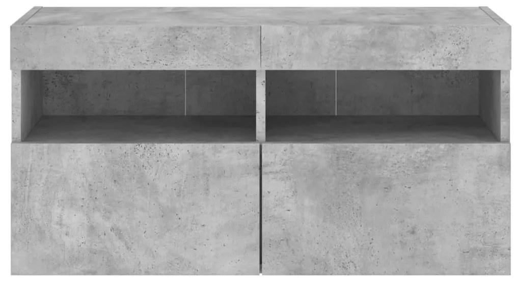 betonszürke falra szerelhető TV-szekrény LED-del 80x30x40 cm