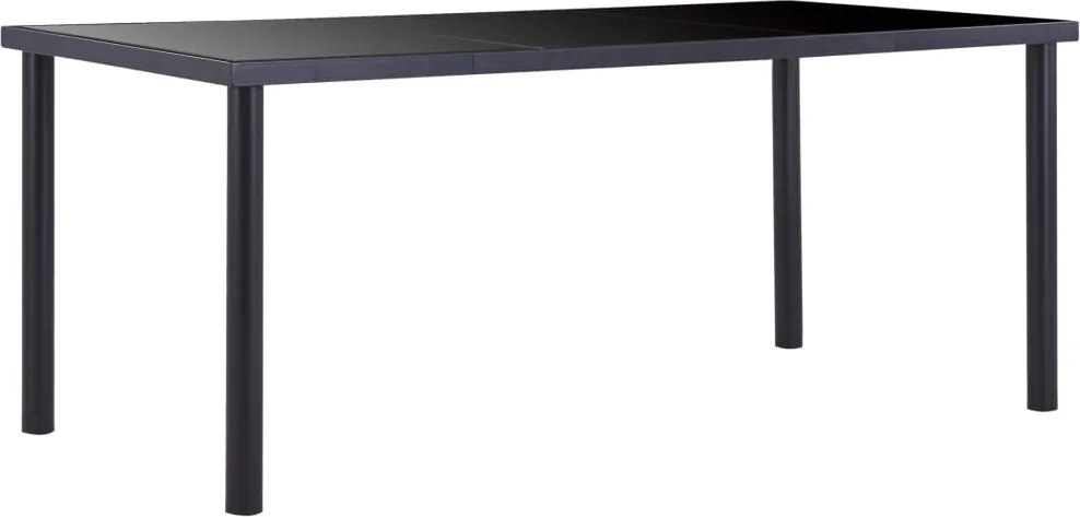vidaXL fekete edzett üveg étkezőasztal 180 x 90 x 75 cm