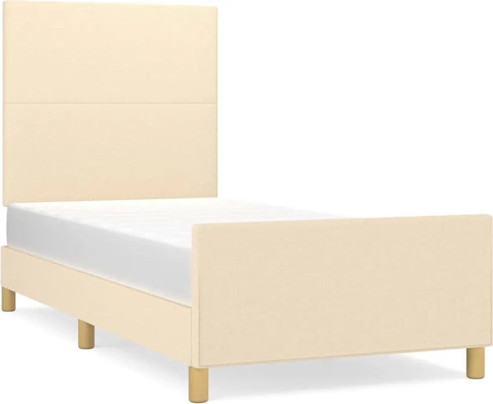 vidaXL krémszínű szövet ágykeret matrac nélkül 90x200 cm