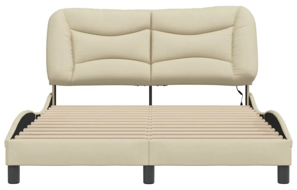 krémszínű szövet ágykeret LED-ekkel matrac nélkül Hvar 140 x 190 cm