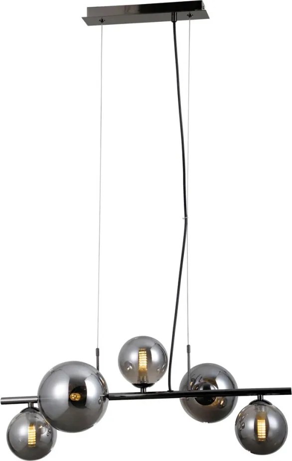 ITALUX PND-406007-5A-BCR CANELLO Többágú Függesztett Lámpa Fekete Króm, Szürke G9 IP20