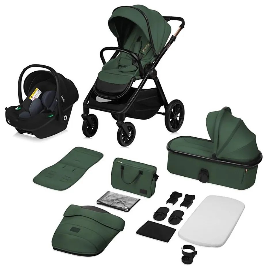 Lionelo - 3 az 1-ben kombinált babakocsi LAYLA Green Forest