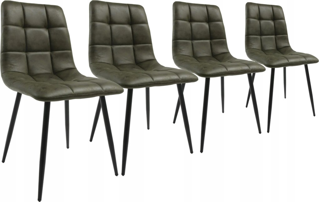 4 Szék Zöld Kárpitozott Modern Loft Szék Nappali Lábak Fekete Den