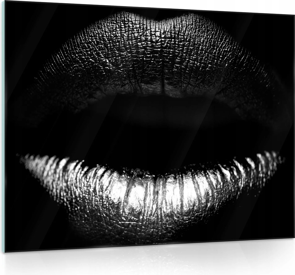 Üvegfestmény Nagy Fürdőszoba Konyha Száj Fekete Glamour 80x60