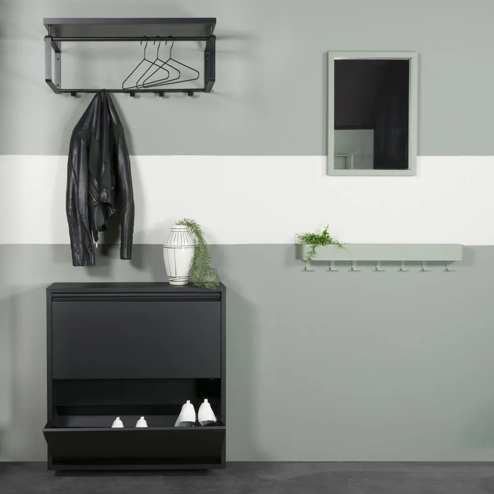 Fekete fém billenő ajtós cipőtartó 75x77,5x22,5 cm Billy – Spinder Design