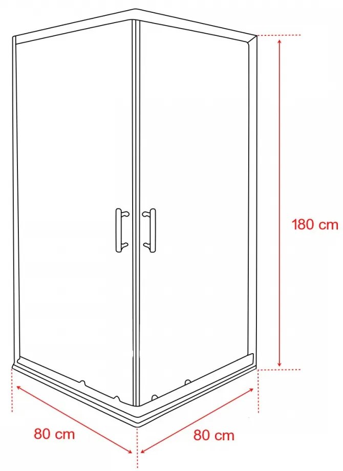 Spirit Bamboo 80x80 cm szögletes zuhanykabin, zuhanytálca nélkül