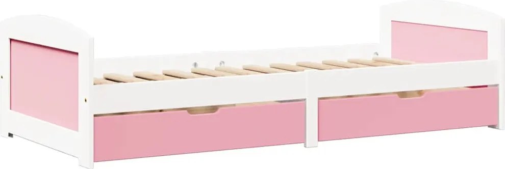 vidaXL Napozóágy 2 fiókkal matrac nélkül IRUN Fehér&Rózsaszín 90x200cm