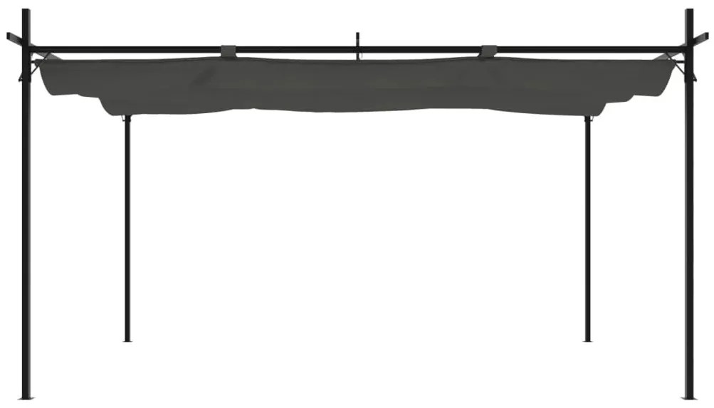antracitszürke pergola behúzható tetővel 395 x 292 x 230 cm