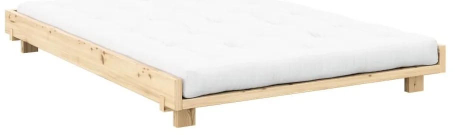 Natúr színű borovi fenyő franciaágy ágyráccsal 180x200 cm Social Bed – Karup Design