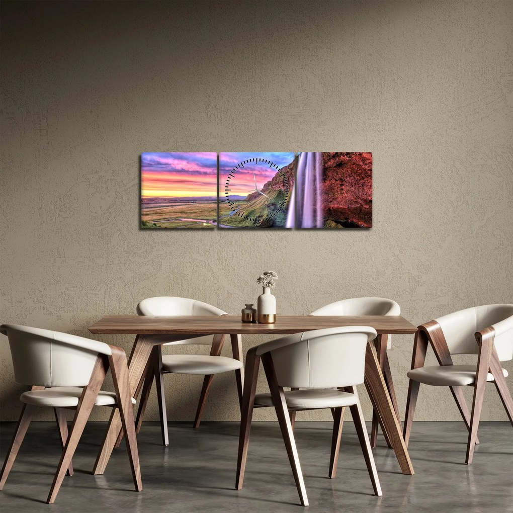 Kép - Seljalandsfoss vízesés (órával) (90x30 cm)