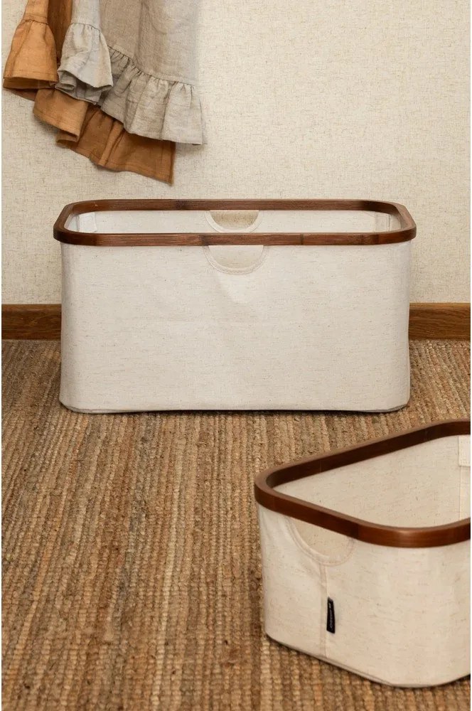 Krémszínű textil összecsukható szennyeskosár Bamboo/Linen – Bigso