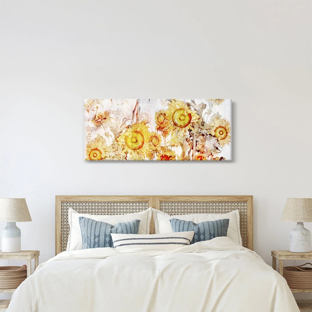 Kép - Napraforgó, festmény (120x50 cm)
