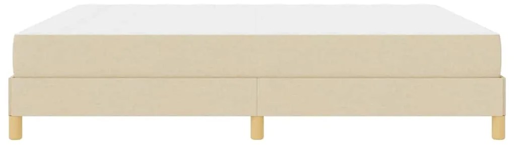 Boxrugós ágy Krém és barna 180 x 200 cm Textil és mérnöki fa