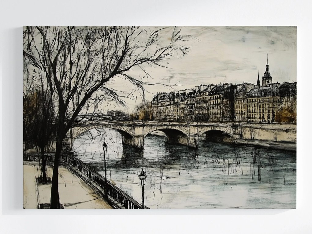 Vászonkép Canvas Város Párizs Folyó Hidak Építészet Kilátás 120x80