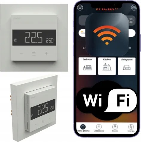Heatit WiFi6 fehér RAL9003 – WiFi termosztát 16A 3600W MyHeatit érzékelővel