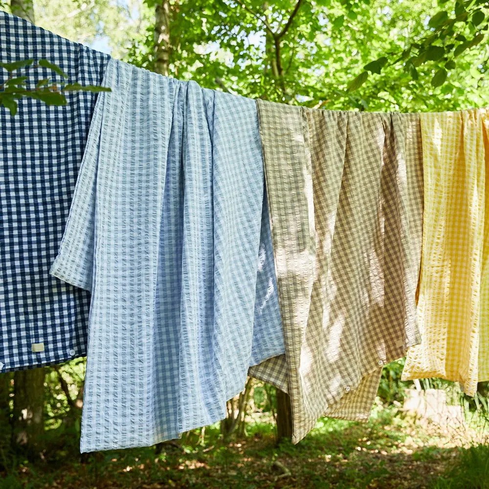 Sárga-fehér egyszemélyes krepp ágyneműhuzat 140x200 cm Bæk&amp;Bølge – JUNA