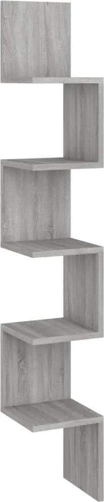 vidaXL szürke sonoma színű szerelt fa fali sarokpolc 20x20x127,5 cm
