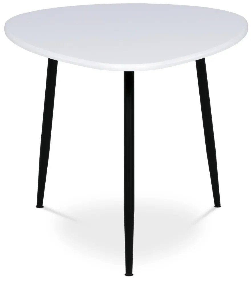 Masă de cafea modernă în alb mat cu picioare din metal negru. AF-3012