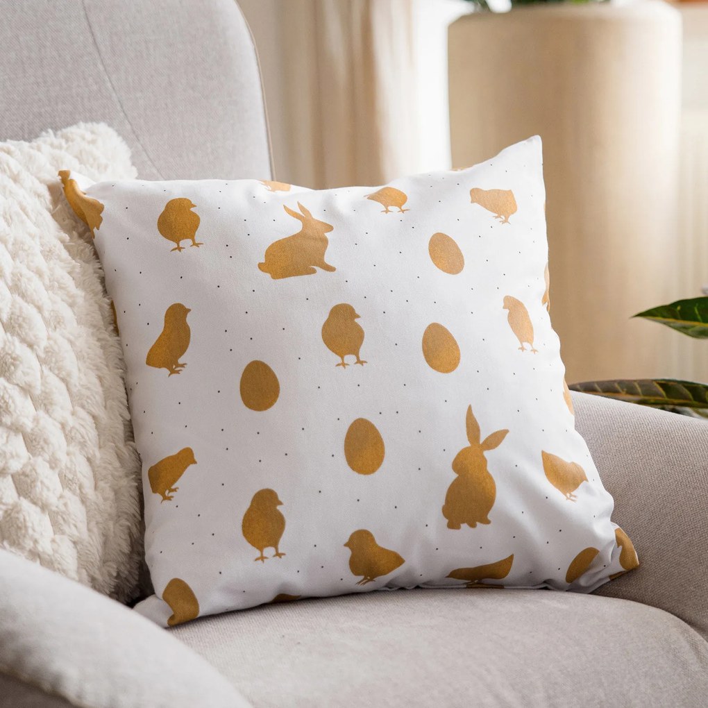 Goldea húsvéti párnahuzat - extra erős 100% - os pamut - a húsvét arany szimbólumai 50 x 70 cm